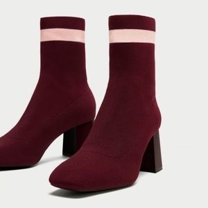 Zara Burgundy and Pink Ankle Boots